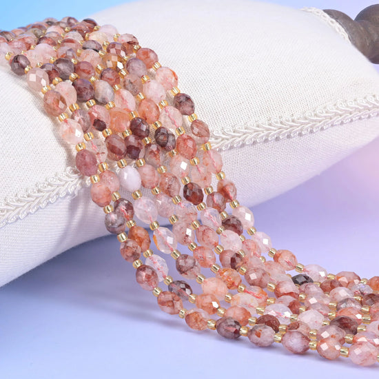 Red Hematoid Faceted Rice Barrel Beads Size 6x8mm Jewelry Making 15.5 Inch Strand