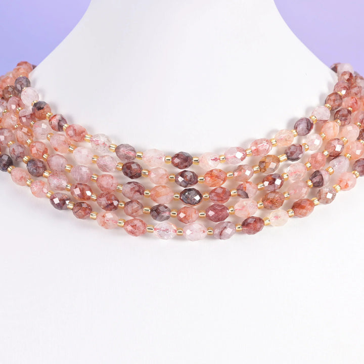 Red Hematoid Faceted Rice Barrel Beads Size 6x8mm Jewelry Making 15.5 Inch Strand