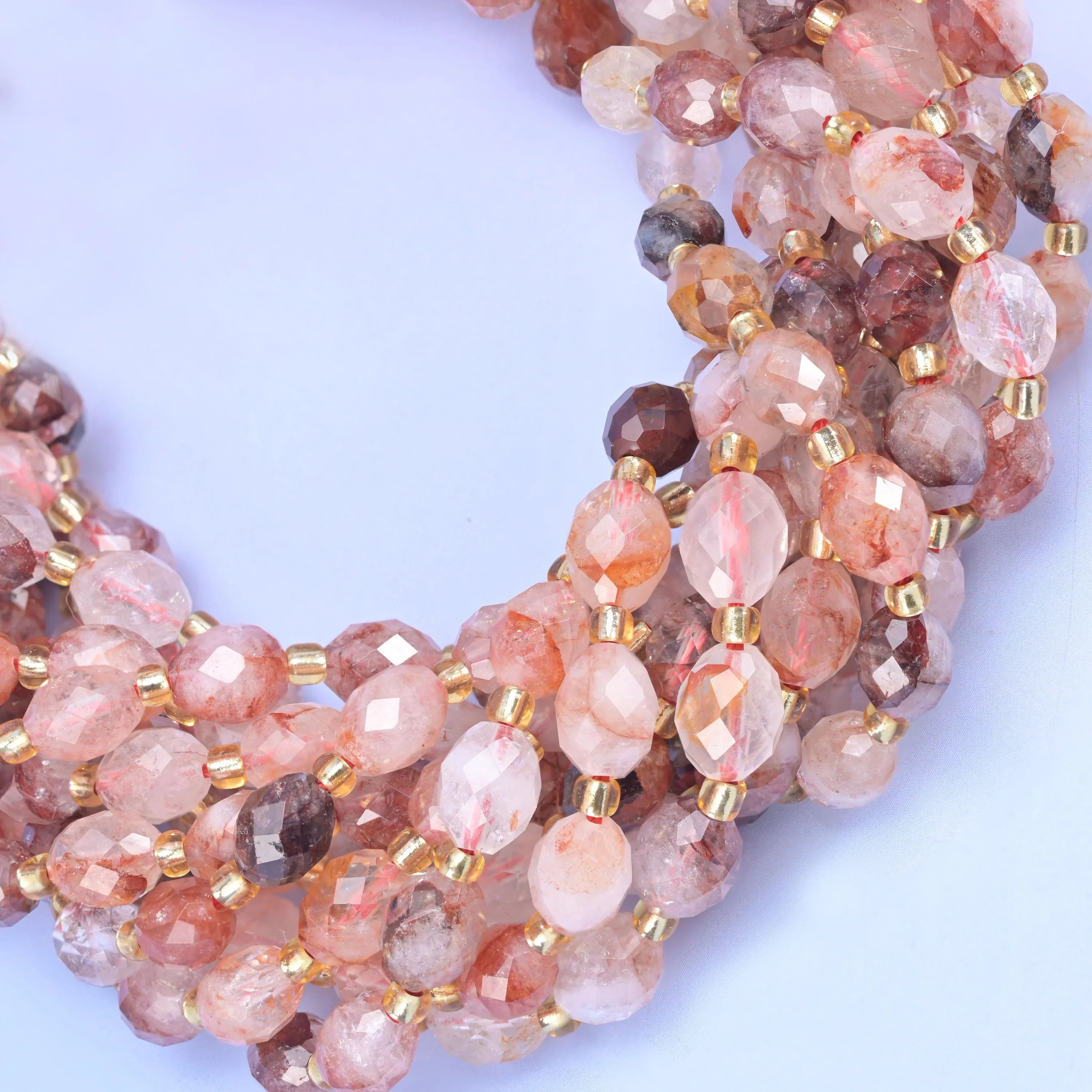 Red Hematoid Faceted Rice Barrel Beads Size 6x8mm Jewelry Making 15.5 Inch Strand