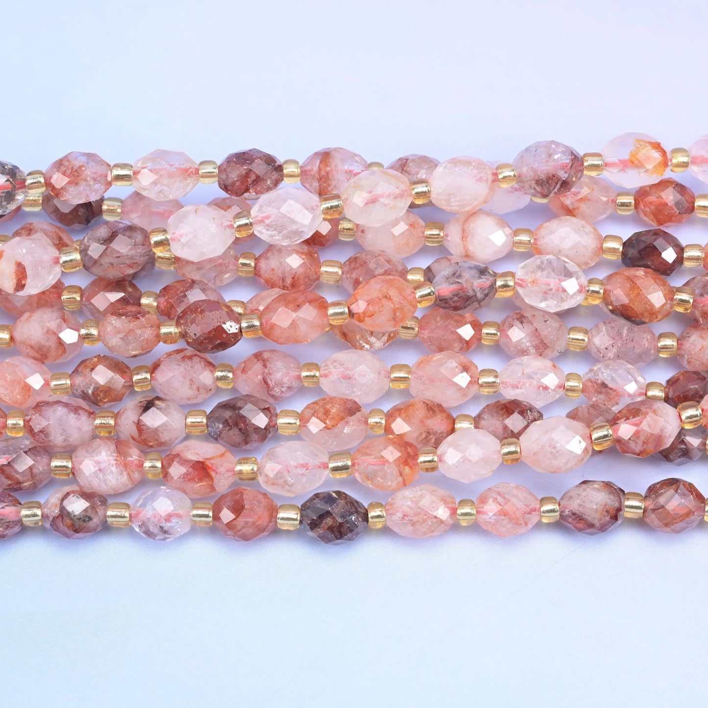 Red Hematoid Faceted Rice Barrel Beads Size 6x8mm Jewelry Making 15.5 Inch Strand