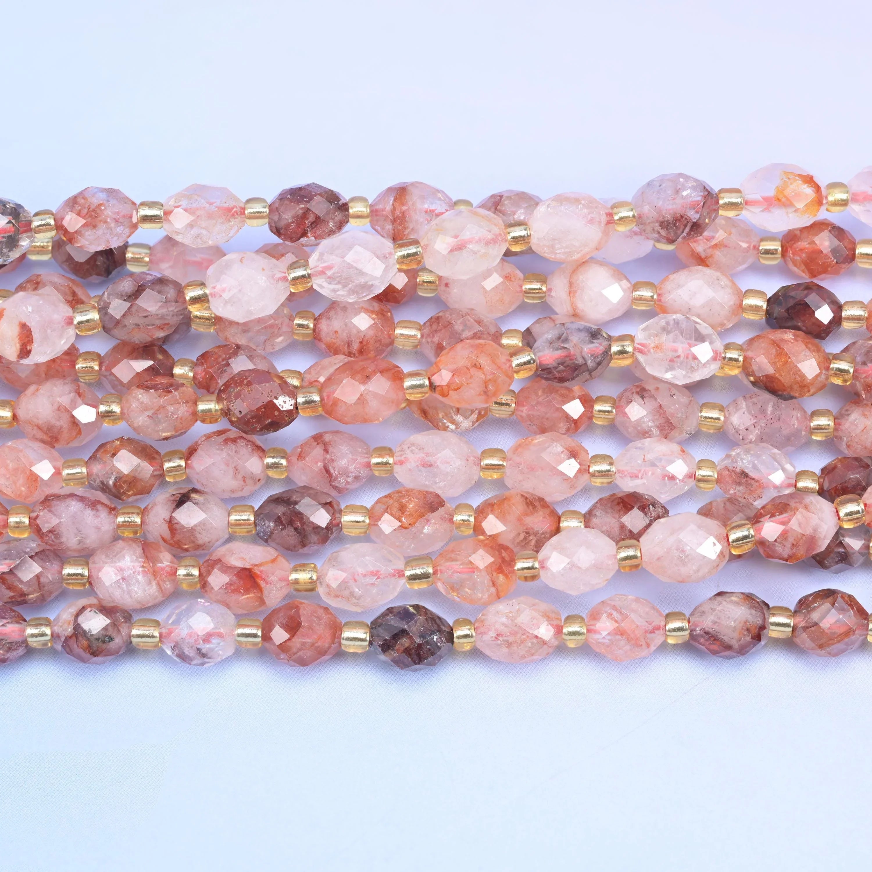 Red Hematoid Faceted Rice Barrel Beads Size 6x8mm Jewelry Making 15.5 Inch Strand