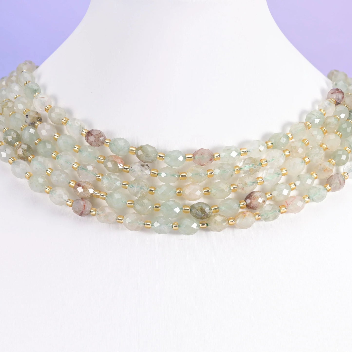 Green Rutilated Quartz Faceted Rice Barrel Beads Size 6x8mm Jewelry Making 15.5 Inch Strand