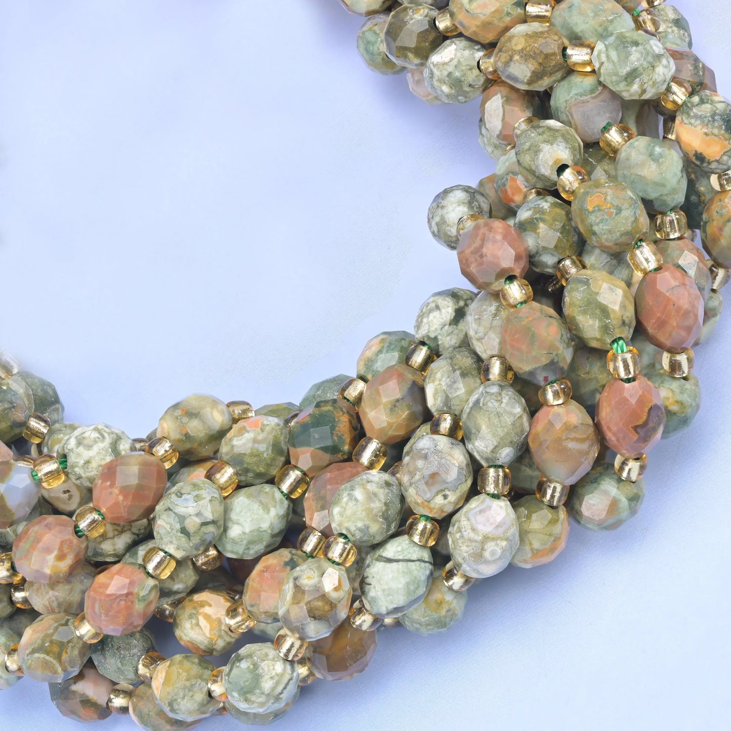 Snake Skin Jasper Faceted Rice Barrel Beads Size 6x8mm Jewelry Making 15.5 Inch Strand
