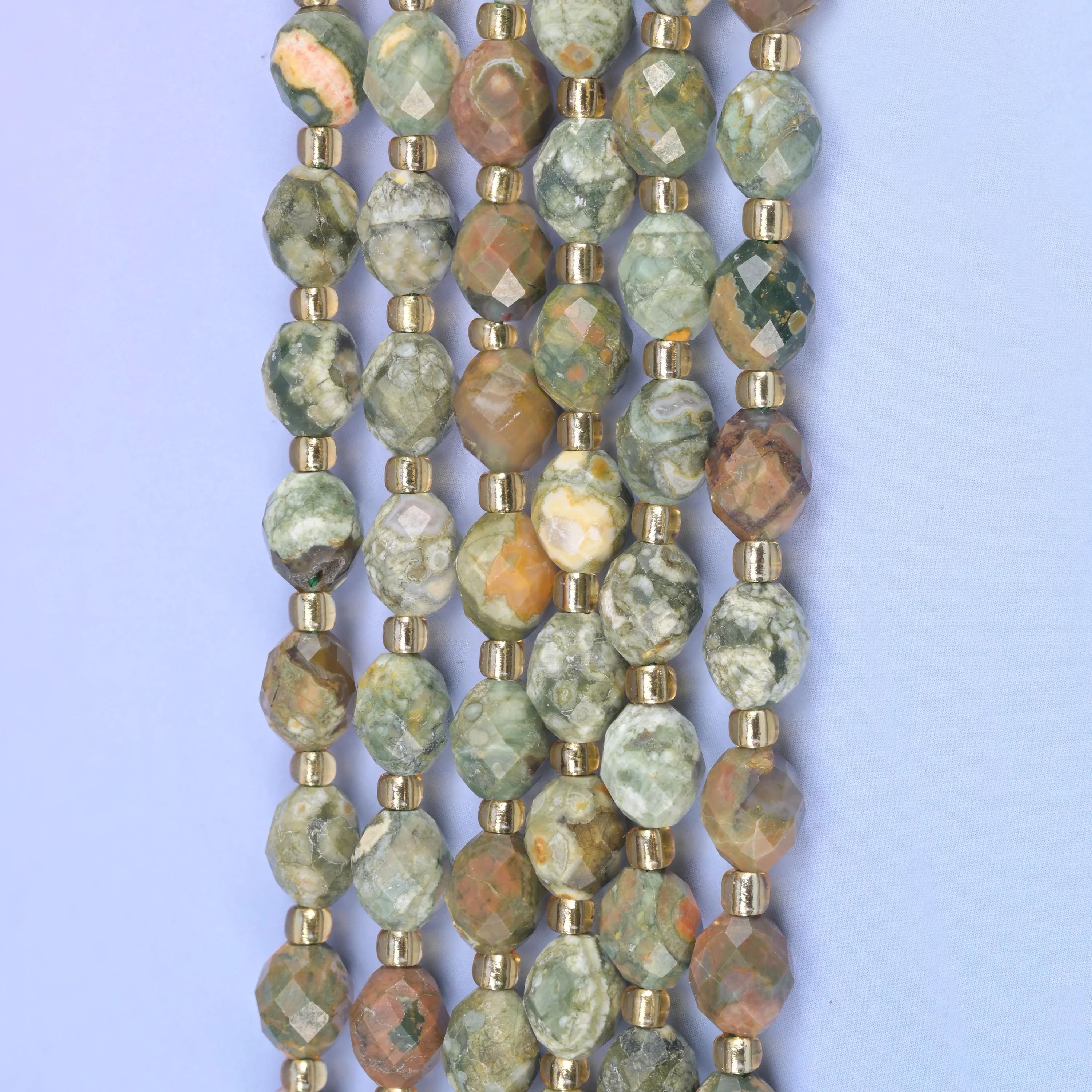 Snake Skin Jasper Faceted Rice Barrel Beads Size 6x8mm Jewelry Making 15.5 Inch Strand