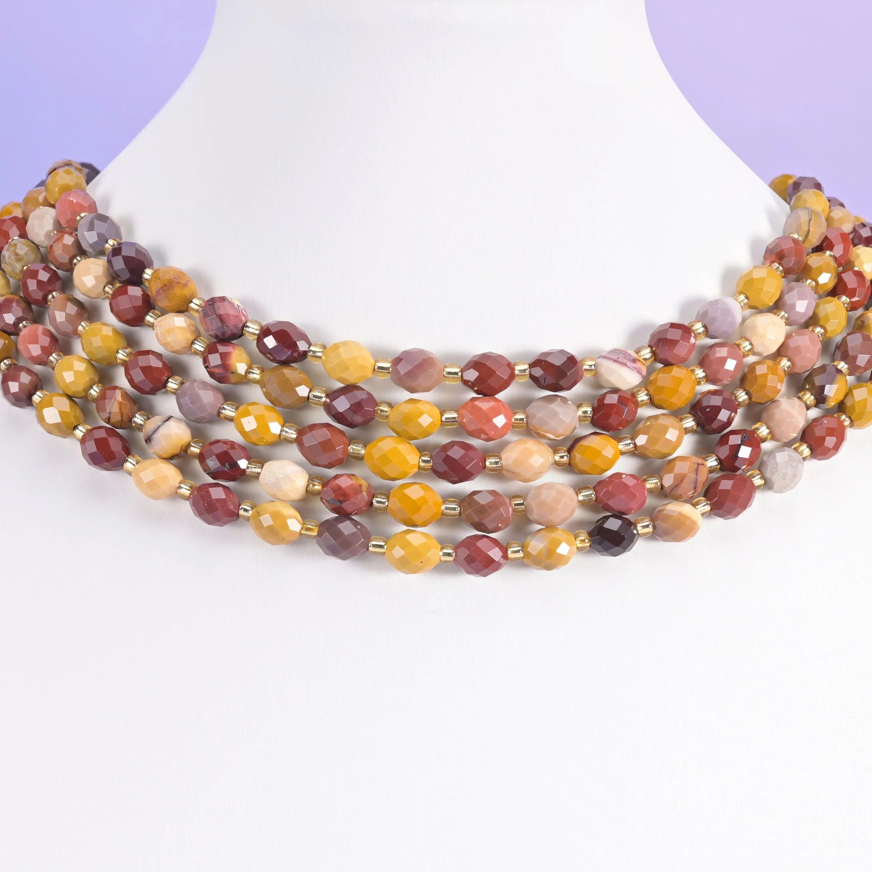 Mookaite Jasper Faceted Rice Barrel Beads Size 6x8mm Jewelry Making 15.5 Inch Strand