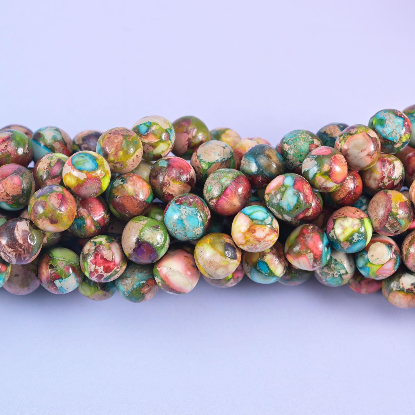 Multi-Color Sea Sediment Jasper Smooth Round Beads 4mm 6mm 8mm 10mm Jewelry Making 15 Inch Strand