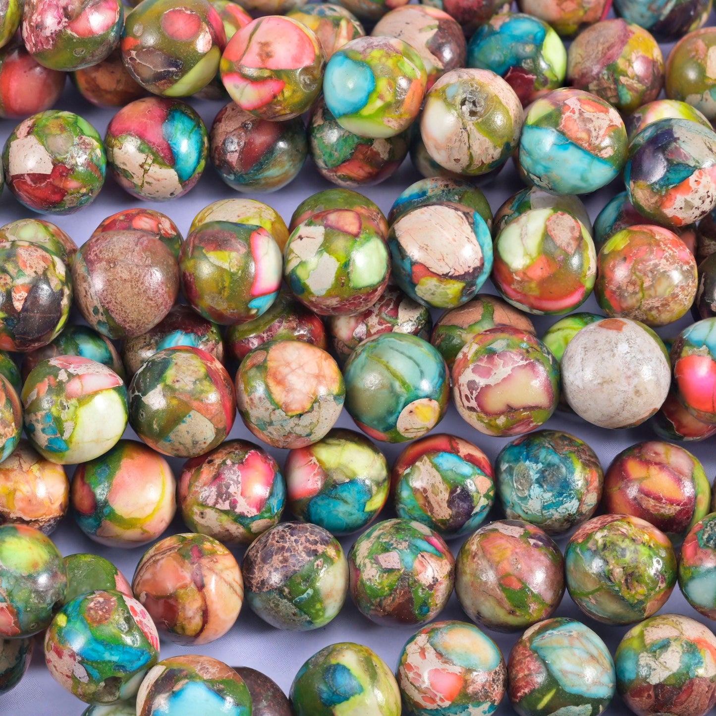 Multi-Color Sea Sediment Jasper Smooth Round Beads 4mm 6mm 8mm 10mm Jewelry Making 15 Inch Strand