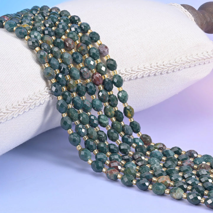 Oriental Jasper Faceted Rice Barrel Beads Size 6x8mm Jewelry Making 15.5 Inch Strand