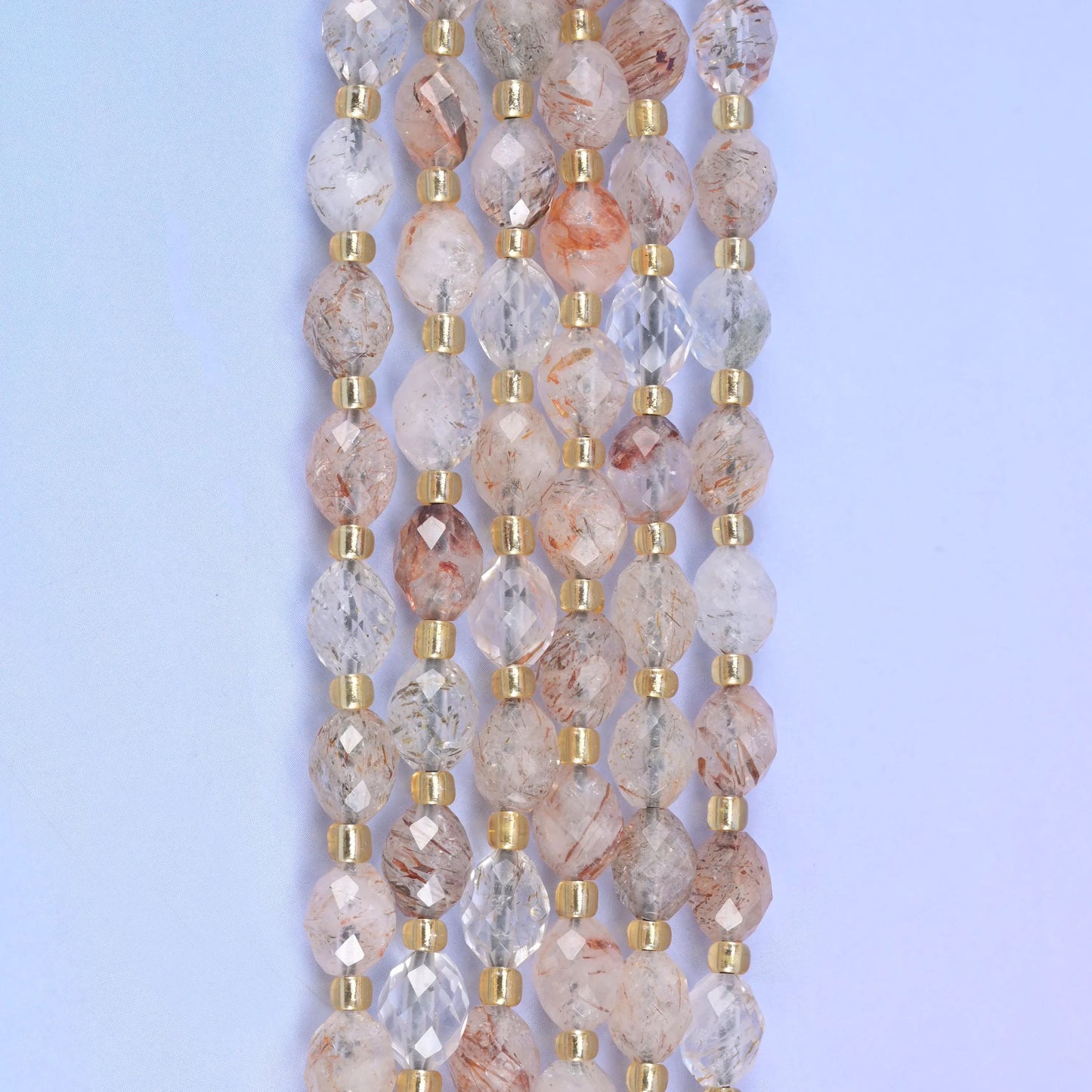 Red Copper Rutilated Quartz Rice Barrel Beads Size 6x8mm Jewelry Making 15.5 Inch Strand