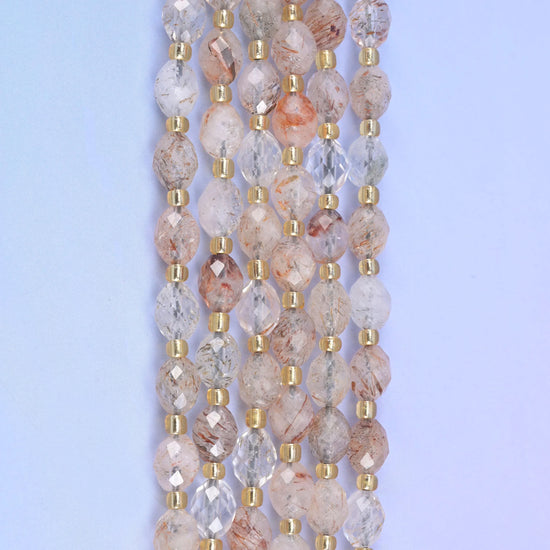 Red Copper Rutilated Quartz Rice Barrel Beads Size 6x8mm Jewelry Making 15.5 Inch Strand