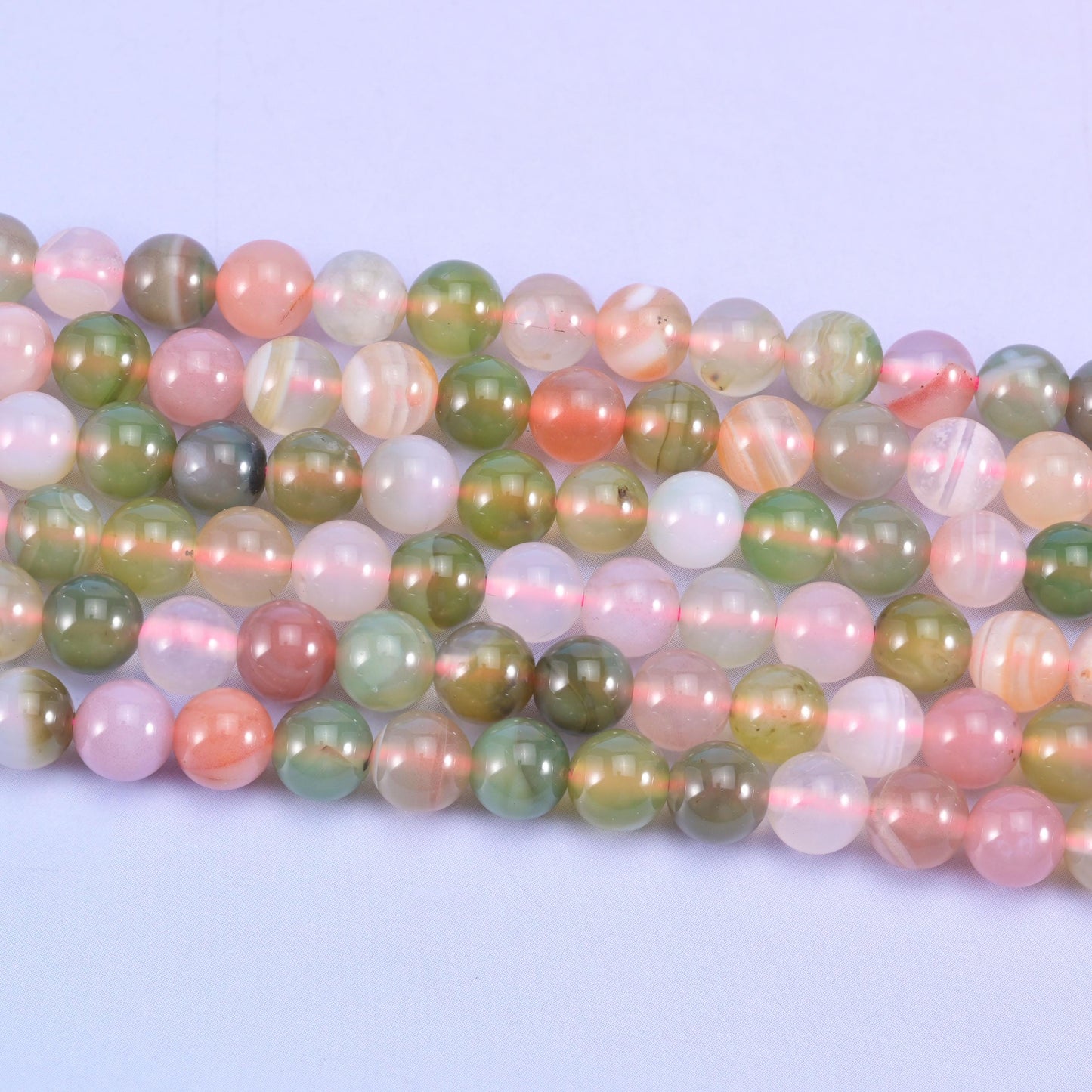 Multi-Color Yanyuan Agate Smooth Round Beads 6mm 8mm 10mm Jewelry Making 15 Inch Strand