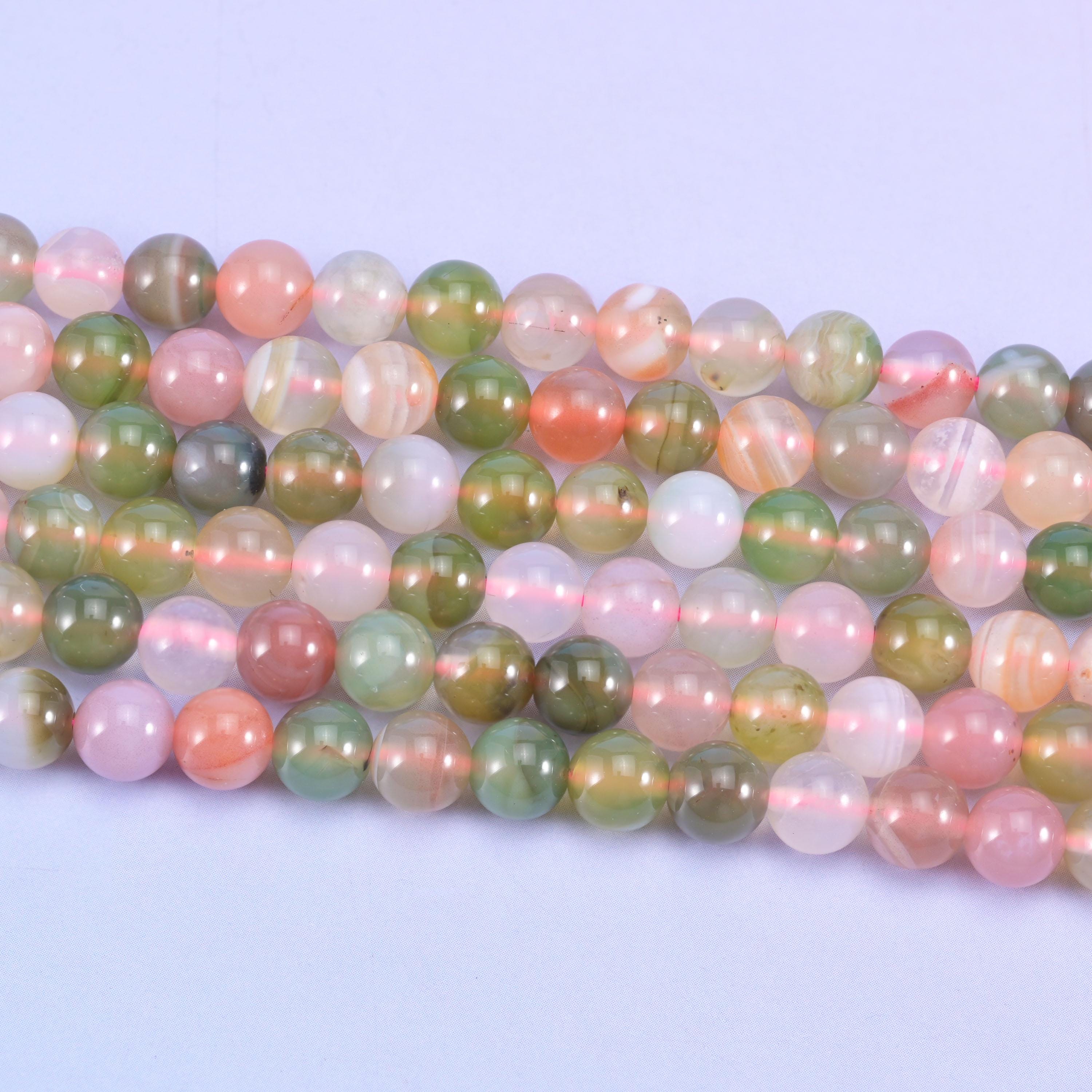 Multi-Color Yanyuan Agate Smooth Round Beads 6mm 8mm 10mm Jewelry Making 15 Inch Strand