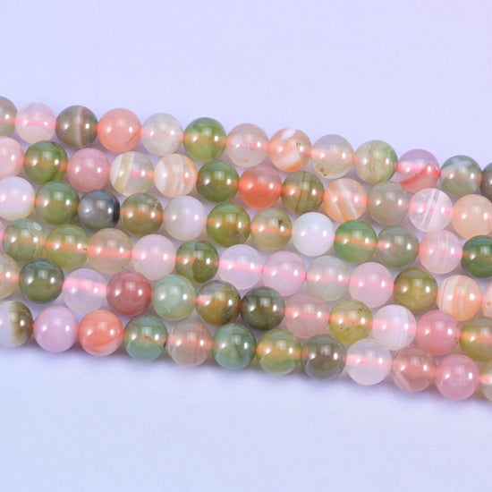 Multi-Color Yanyuan Agate Smooth Round Beads 6mm 8mm 10mm Jewelry Making 15 Inch Strand