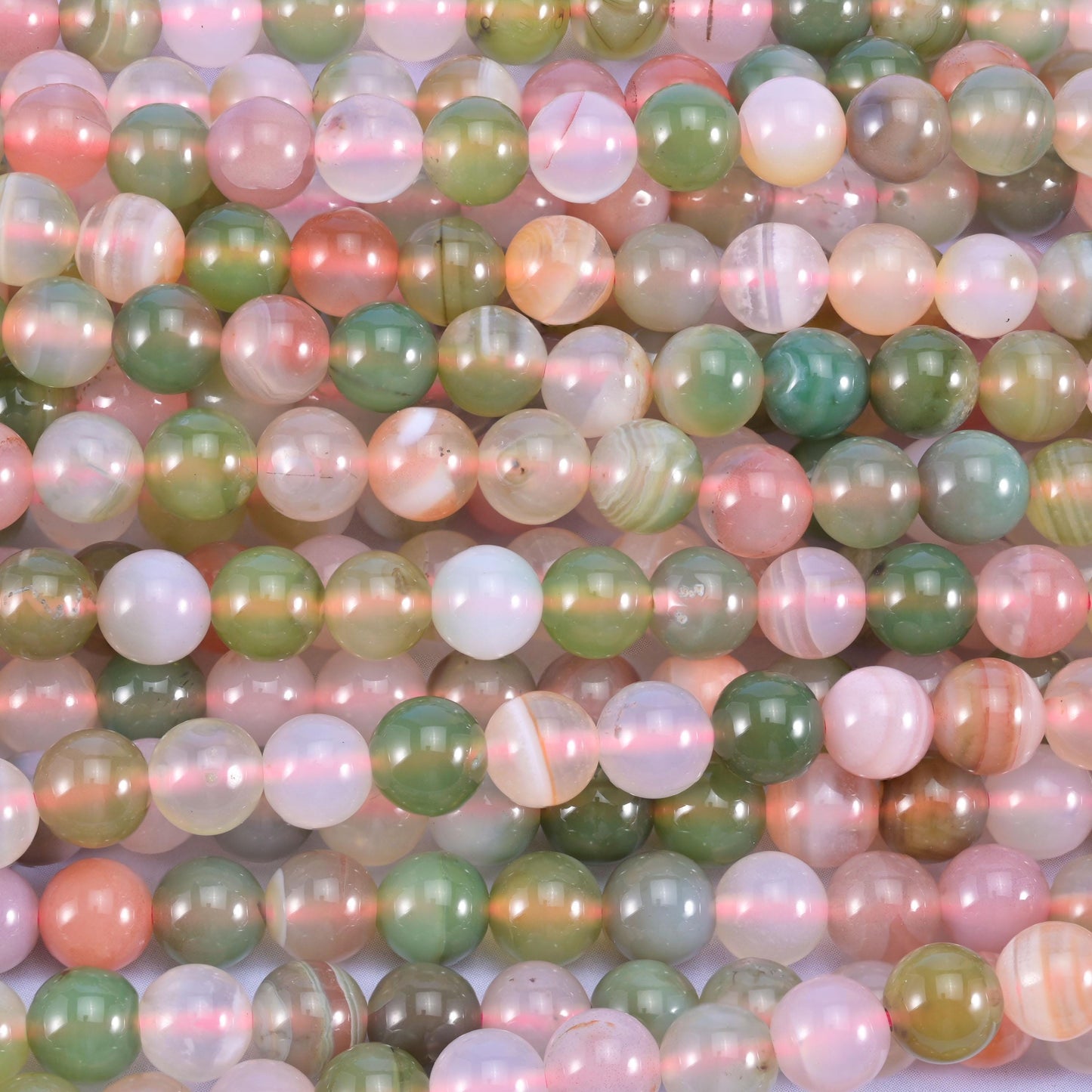 Multi-Color Yanyuan Agate Smooth Round Beads 6mm 8mm 10mm Jewelry Making 15 Inch Strand