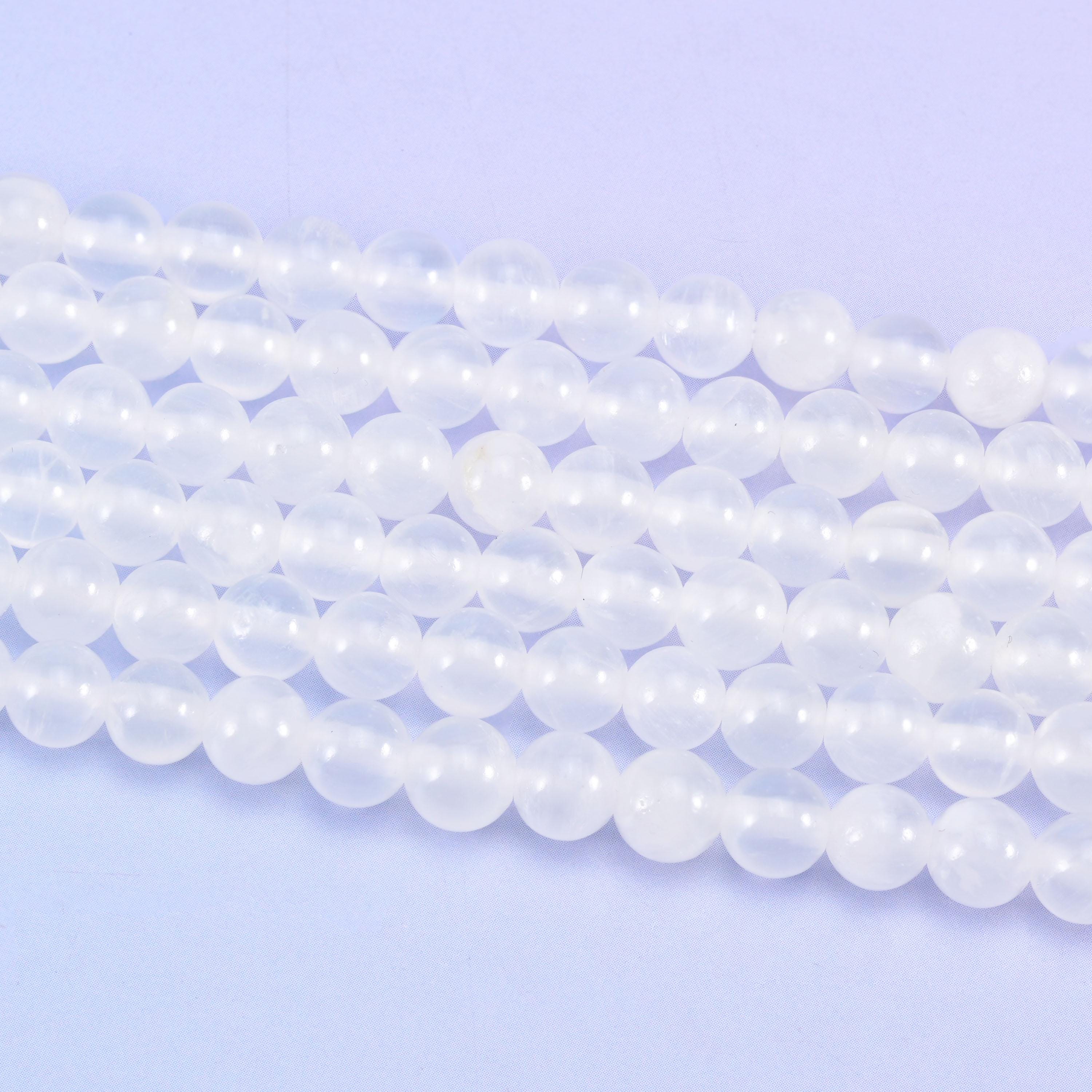 White Calcite Smooth Round Beads 6mm 8mm 10mm 12mm Jewelry Making 15.5 Inch Strand