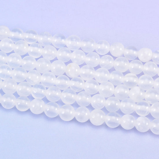 White Calcite Smooth Round Beads 6mm 8mm 10mm 12mm Jewelry Making 15.5 Inch Strand