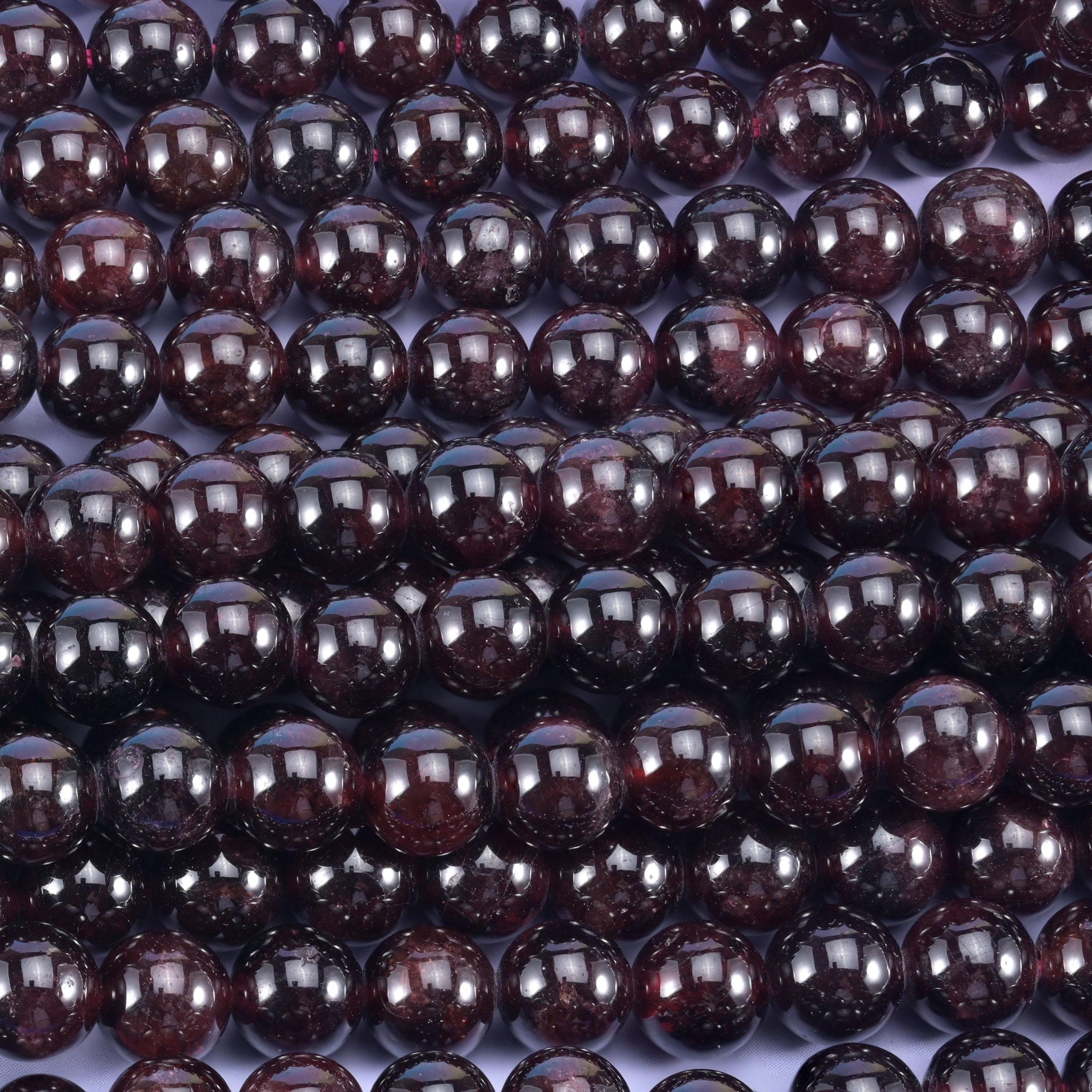Red Garnet Smooth Round Beads 6mm 8mm 10mm 12mm Jewelry Making 15.5 Inch Strand