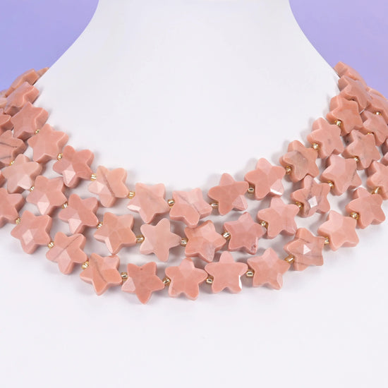 Red Aventurine Faceted Star Beads Size 14mm Jewelry Making 15.5 Inch Strand