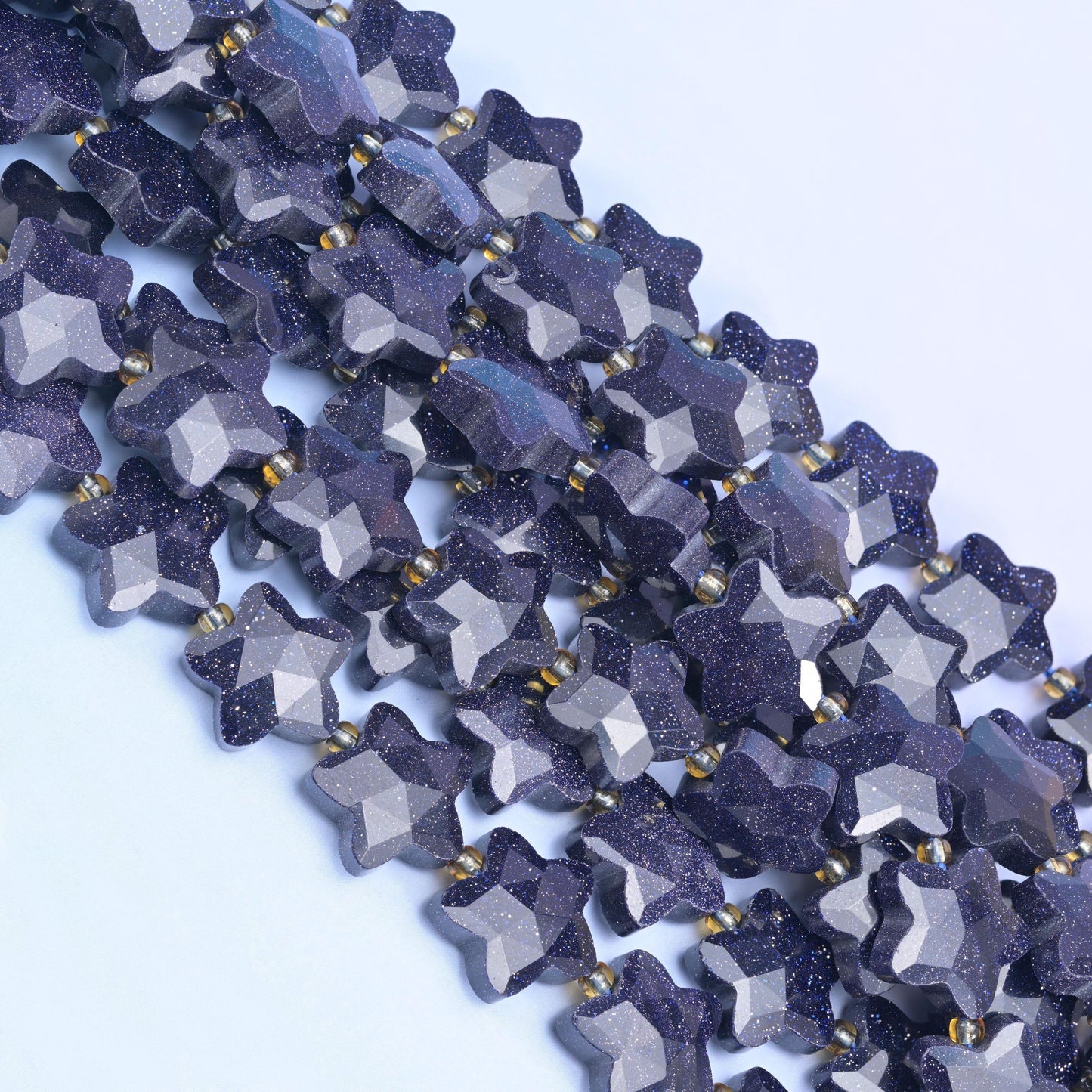 Blue Sandstone Faceted Star Beads Size 14mm Jewelry Making 15.5 Inch Strand