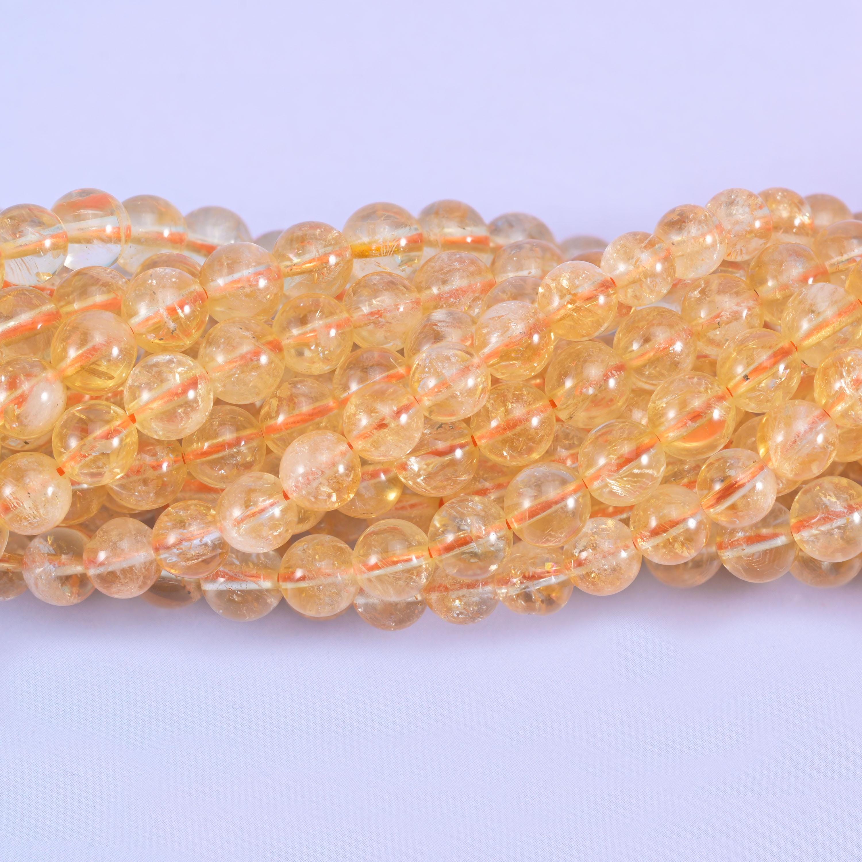 Citrine Smooth Round Beads 6mm 8mm 10mm 12mm Jewelry Making 15.5 Inch Strand