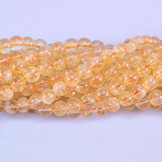 Citrine Smooth Round Beads 6mm 8mm 10mm 12mm Jewelry Making 15.5 Inch Strand