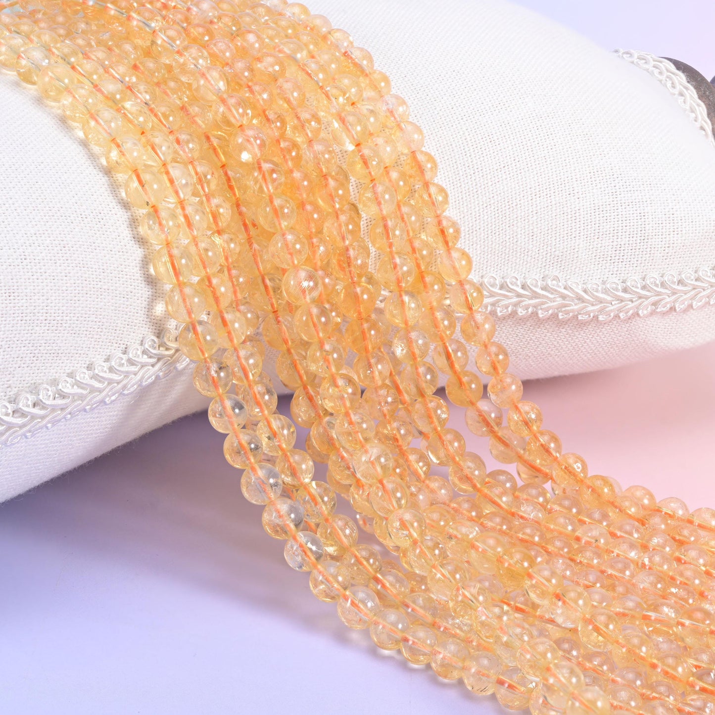 Citrine Smooth Round Beads 6mm 8mm 10mm 12mm Jewelry Making 15.5 Inch Strand