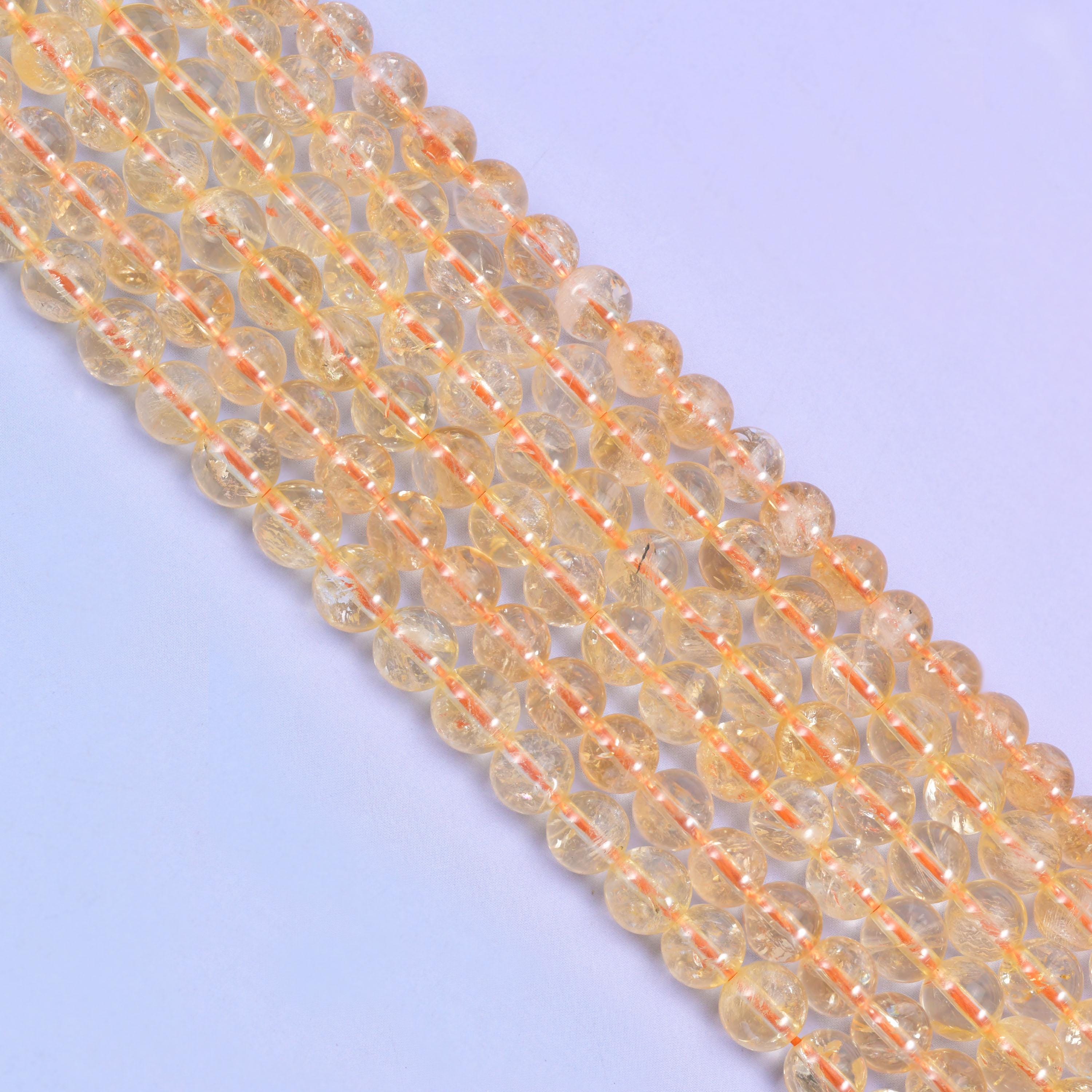 Citrine Smooth Round Beads 6mm 8mm 10mm 12mm Jewelry Making 15.5 Inch Strand