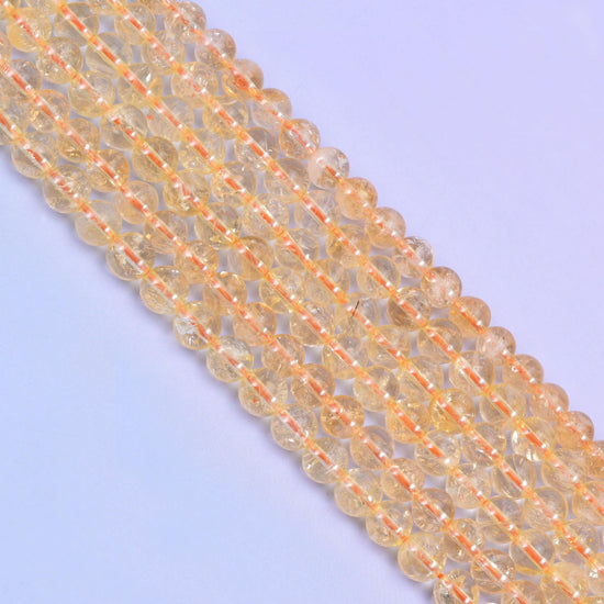 Citrine Smooth Round Beads 6mm 8mm 10mm 12mm Jewelry Making 15.5 Inch Strand