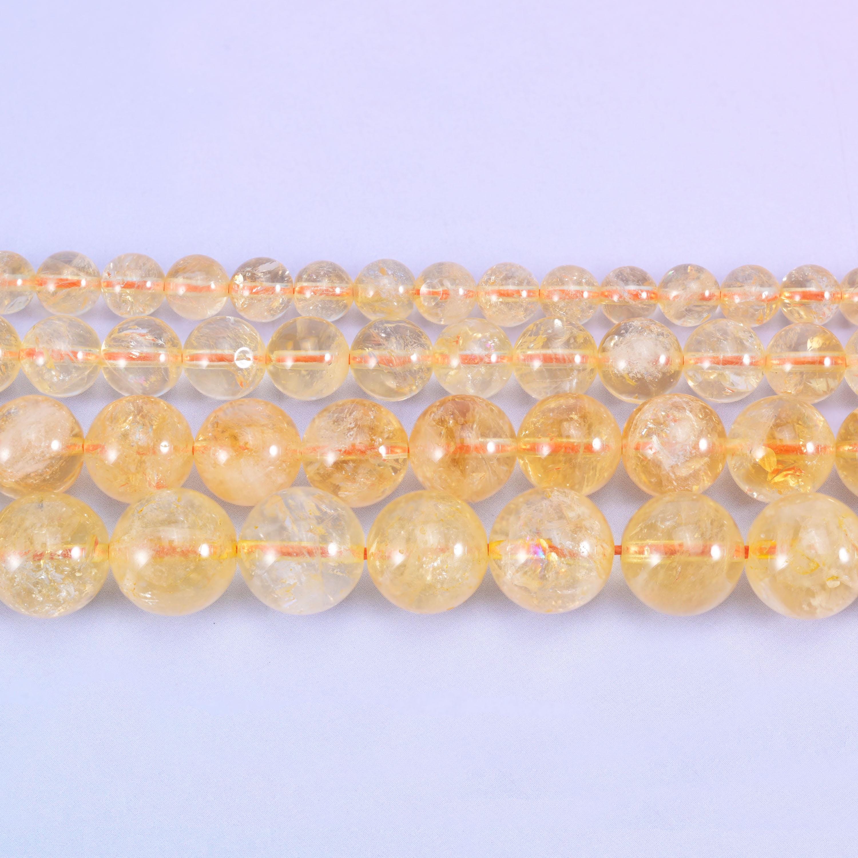 Citrine Smooth Round Beads 6mm 8mm 10mm 12mm Jewelry Making 15.5 Inch Strand