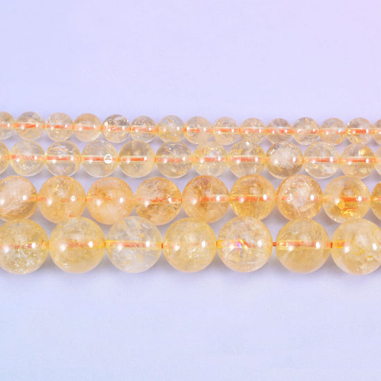 Citrine Smooth Round Beads 6mm 8mm 10mm 12mm Jewelry Making 15.5 Inch Strand