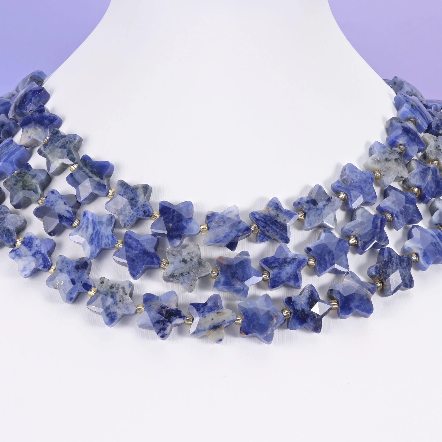 Blue Sodalite Faceted Star Beads Size 14mm Jewelry Making 15.5 Inch Strand