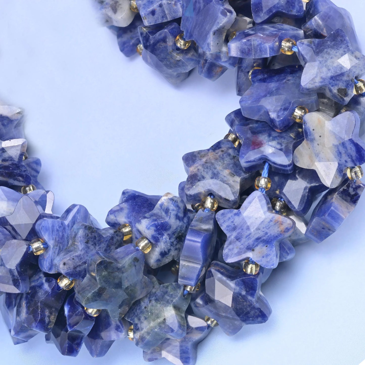 Blue Sodalite Faceted Star Beads Size 14mm Jewelry Making 15.5 Inch Strand