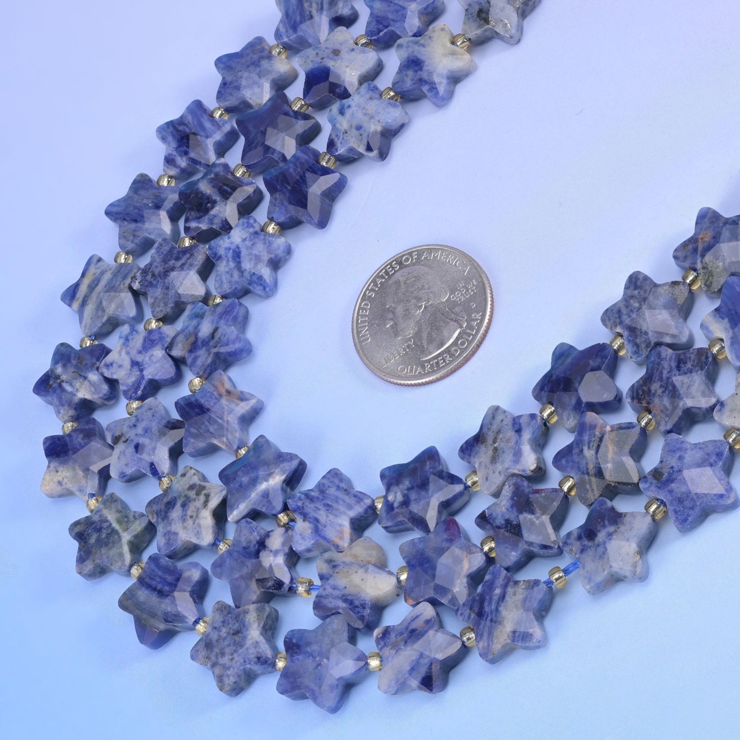 Blue Sodalite Faceted Star Beads Size 14mm Jewelry Making 15.5 Inch Strand