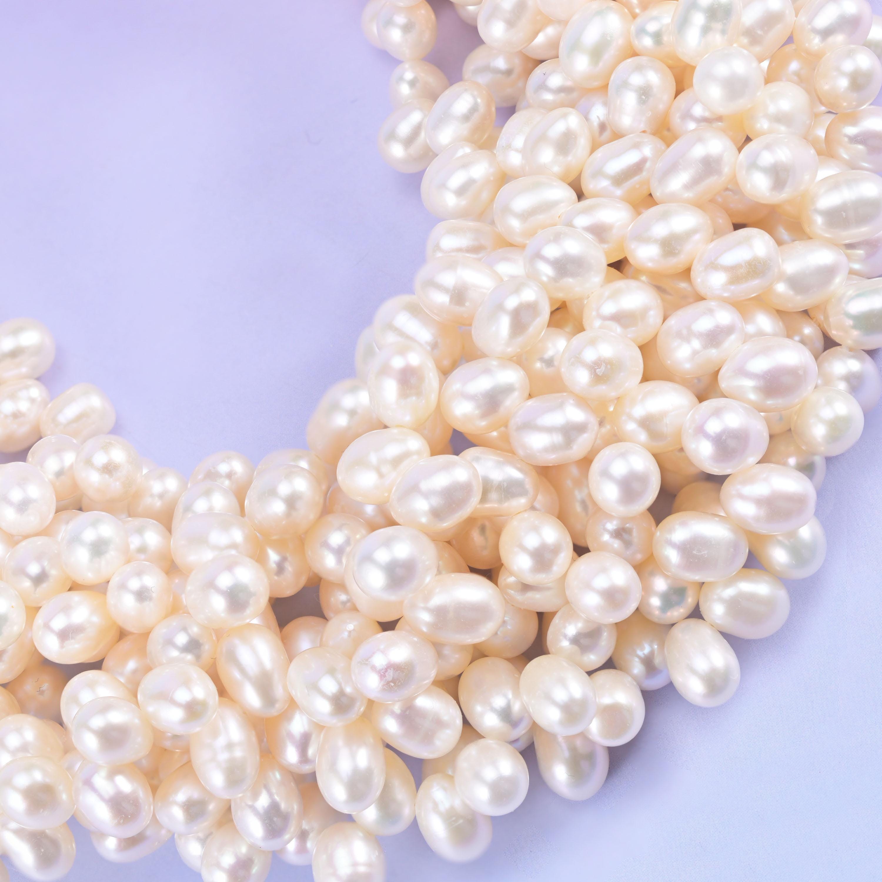 Freshwater Pearl Beads Side Hole Size 6x8mm Jewelry Making 15 Inch Strand