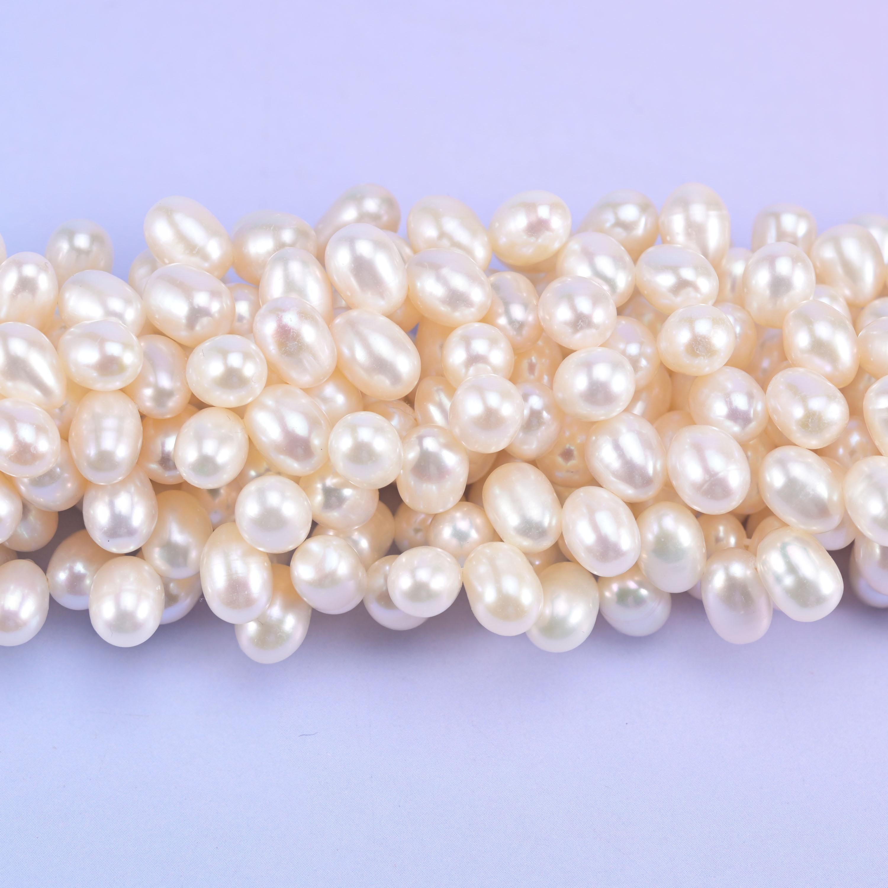 Freshwater Pearl Beads Side Hole Size 6x8mm Jewelry Making 15 Inch Strand