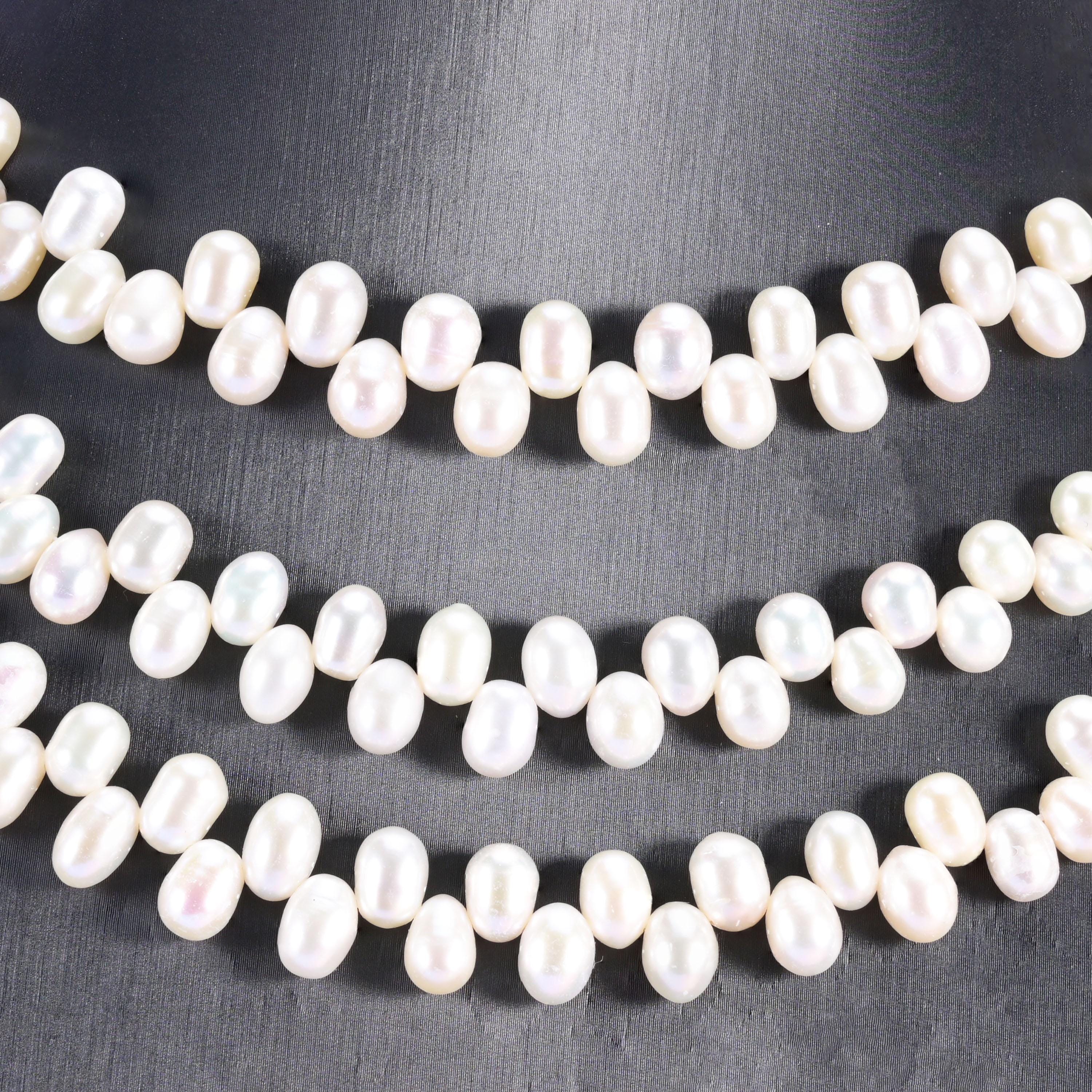 Freshwater Pearl Beads Side Hole Size 6x8mm Jewelry Making 15 Inch Strand