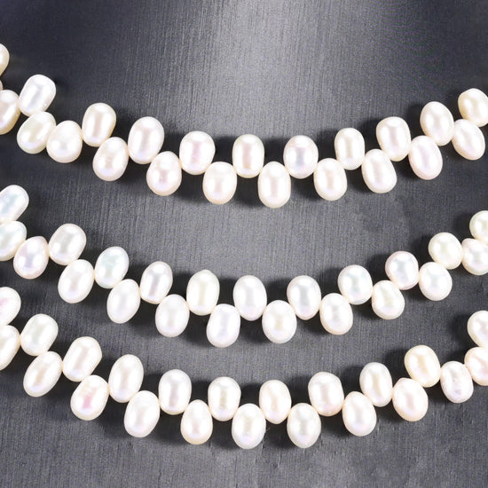 Freshwater Pearl Beads Side Hole Size 6x8mm Jewelry Making 15 Inch Strand