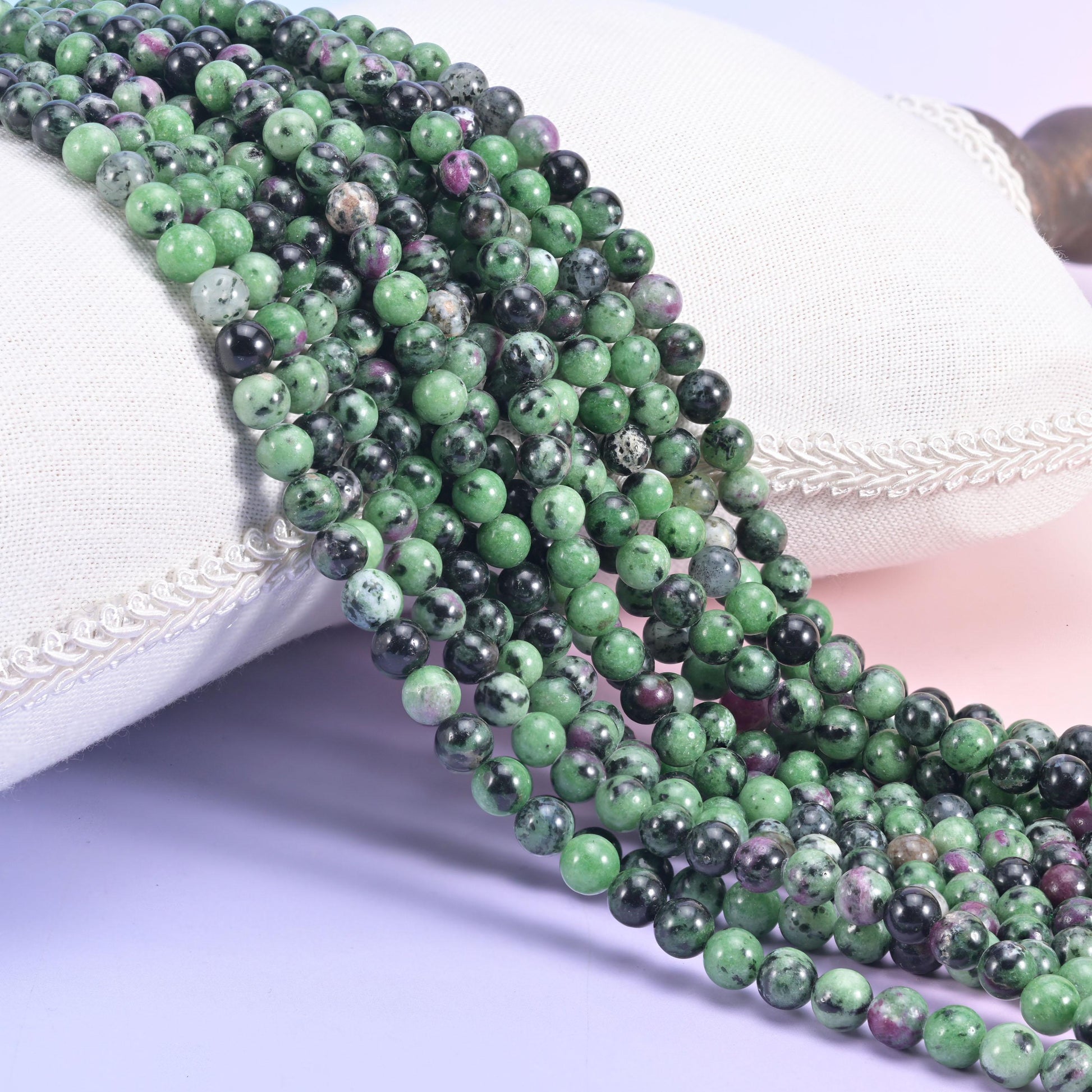 Ruby Zoisite Smooth Round Beads 4mm 6mm 8mm 10mm Jewelry Making 15 Inch Strand