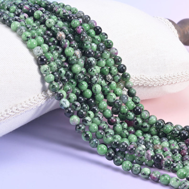 Ruby Zoisite Smooth Round Beads 4mm 6mm 8mm 10mm Jewelry Making 15 Inch Strand