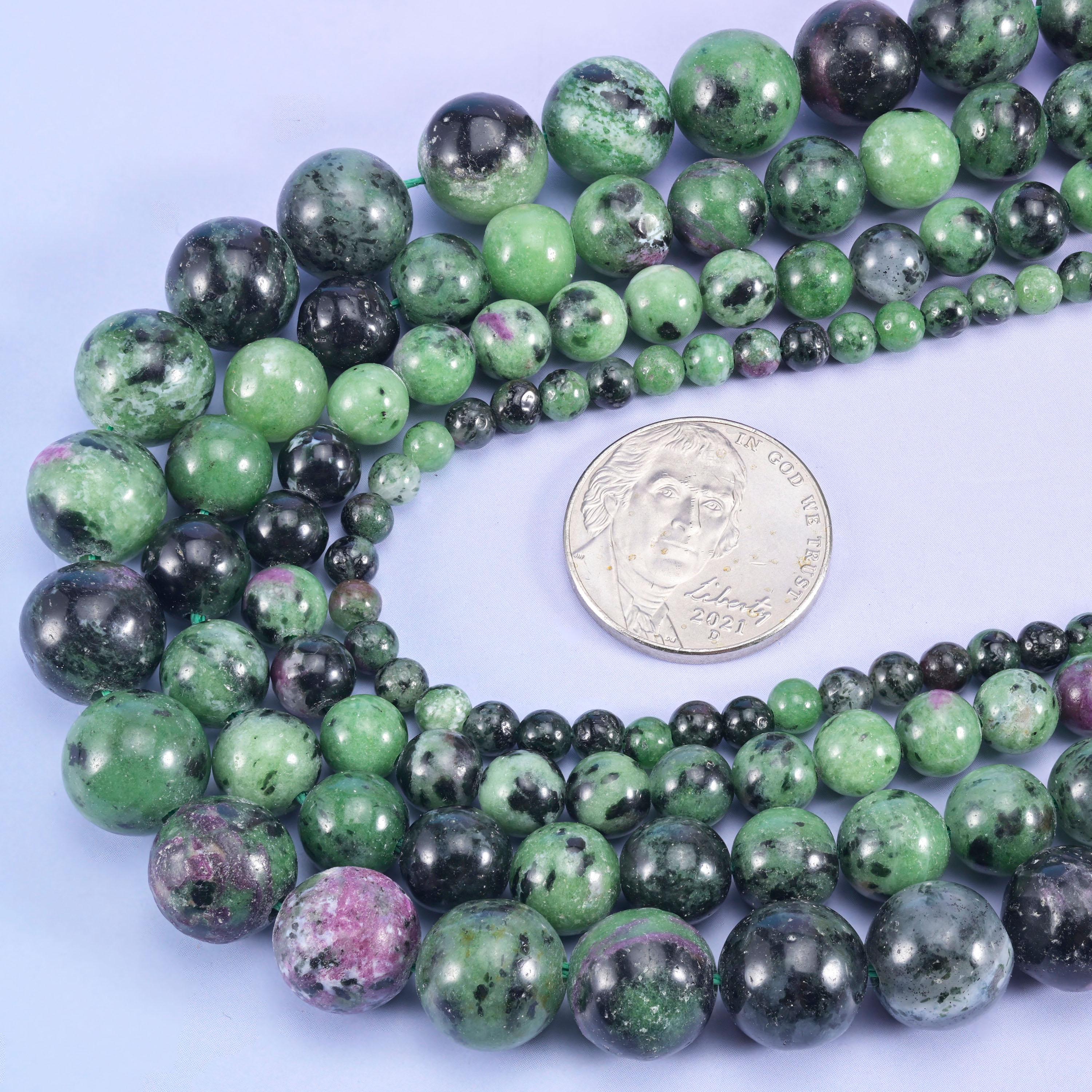Ruby Zoisite Smooth Round Beads 4mm 6mm 8mm 10mm Jewelry Making 15 Inch Strand