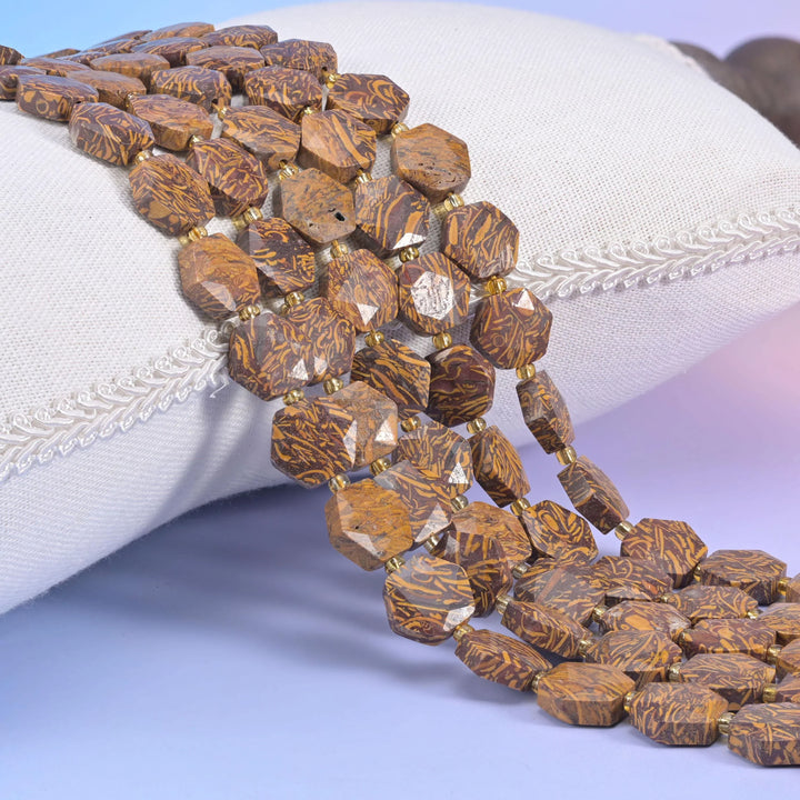Firework Jasper Flat Faceted Hexagon Beads Size 12mm Jewelry Making 15.5 Inch Strand