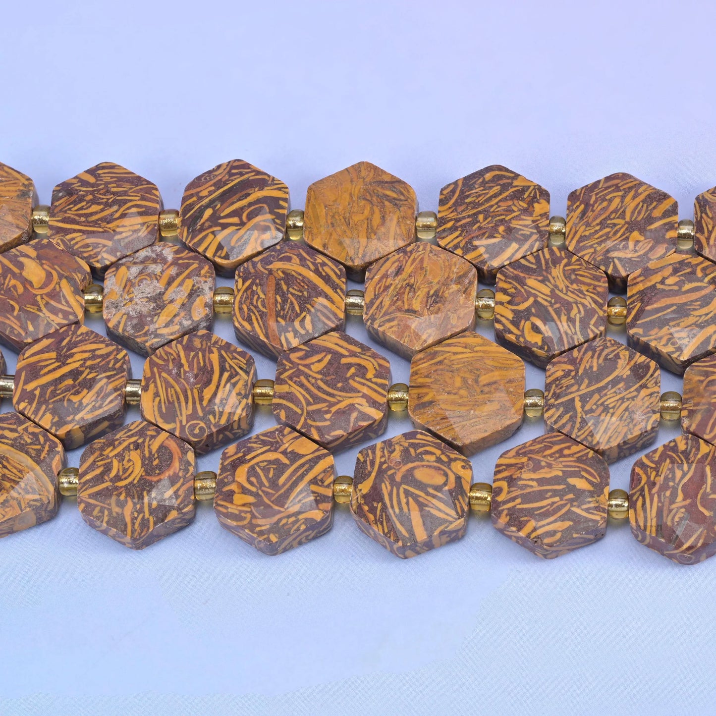Firework Jasper Flat Faceted Hexagon Beads Size 12mm Jewelry Making 15.5 Inch Strand