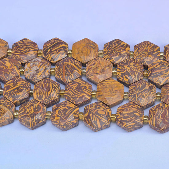 Firework Jasper Flat Faceted Hexagon Beads Size 12mm Jewelry Making 15.5 Inch Strand