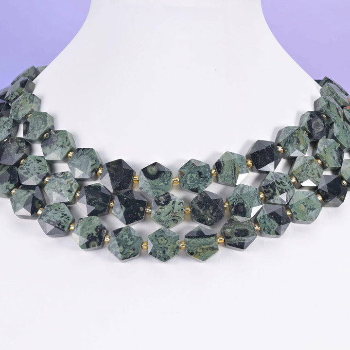 Kambaba Jasper Flat Faceted Hexagon Beads Size 12mm Jewelry Making 15.5 Inch Strand