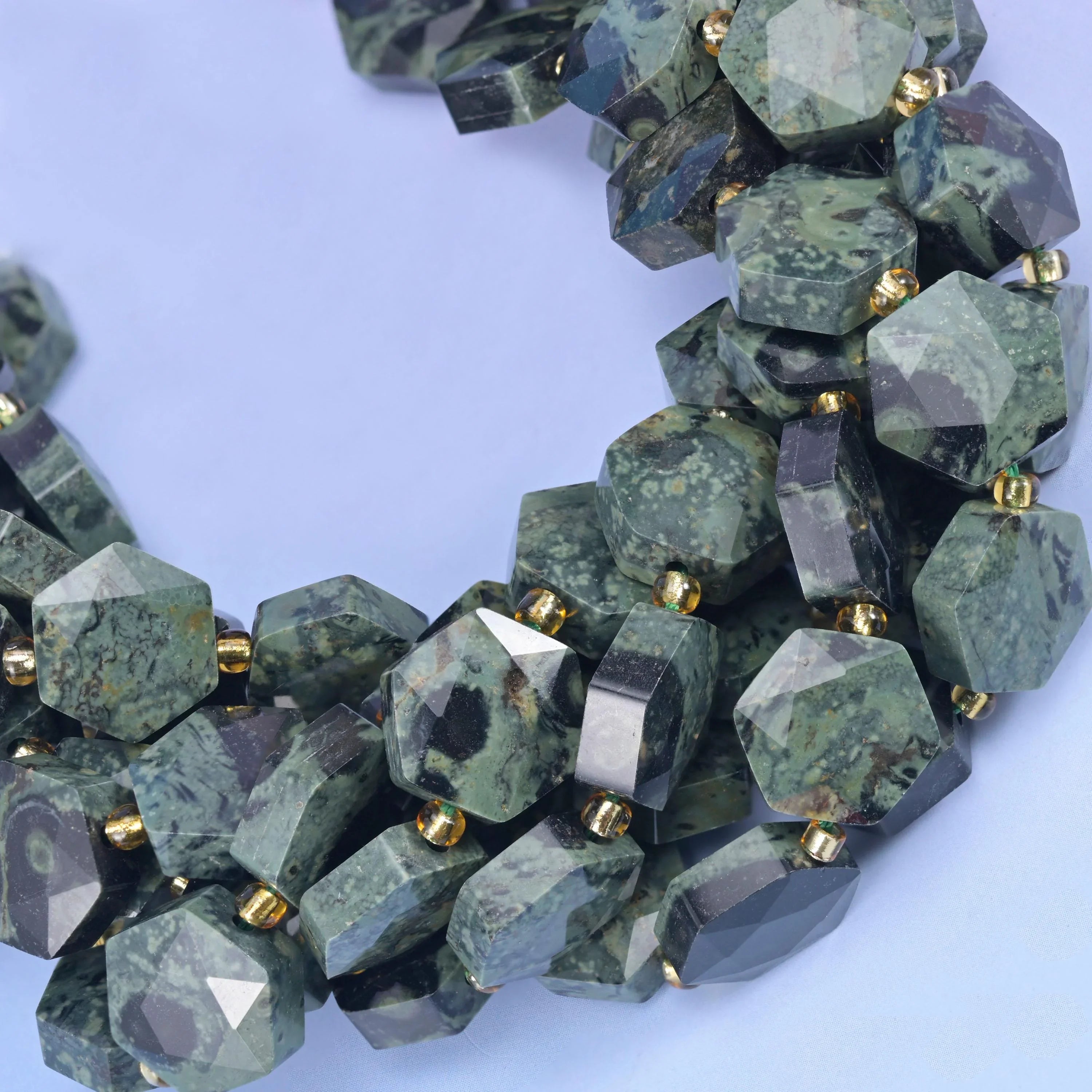 Kambaba Jasper Flat Faceted Hexagon Beads Size 12mm Jewelry Making 15.5 Inch Strand