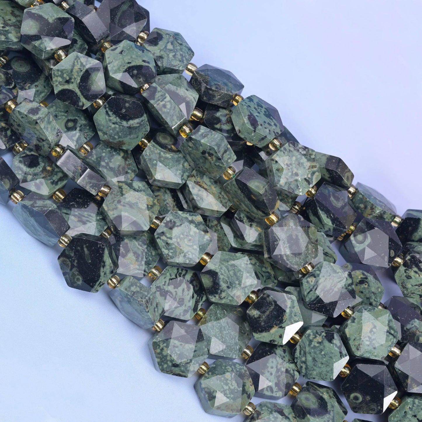 Kambaba Jasper Flat Faceted Hexagon Beads Size 12mm Jewelry Making 15.5 Inch Strand