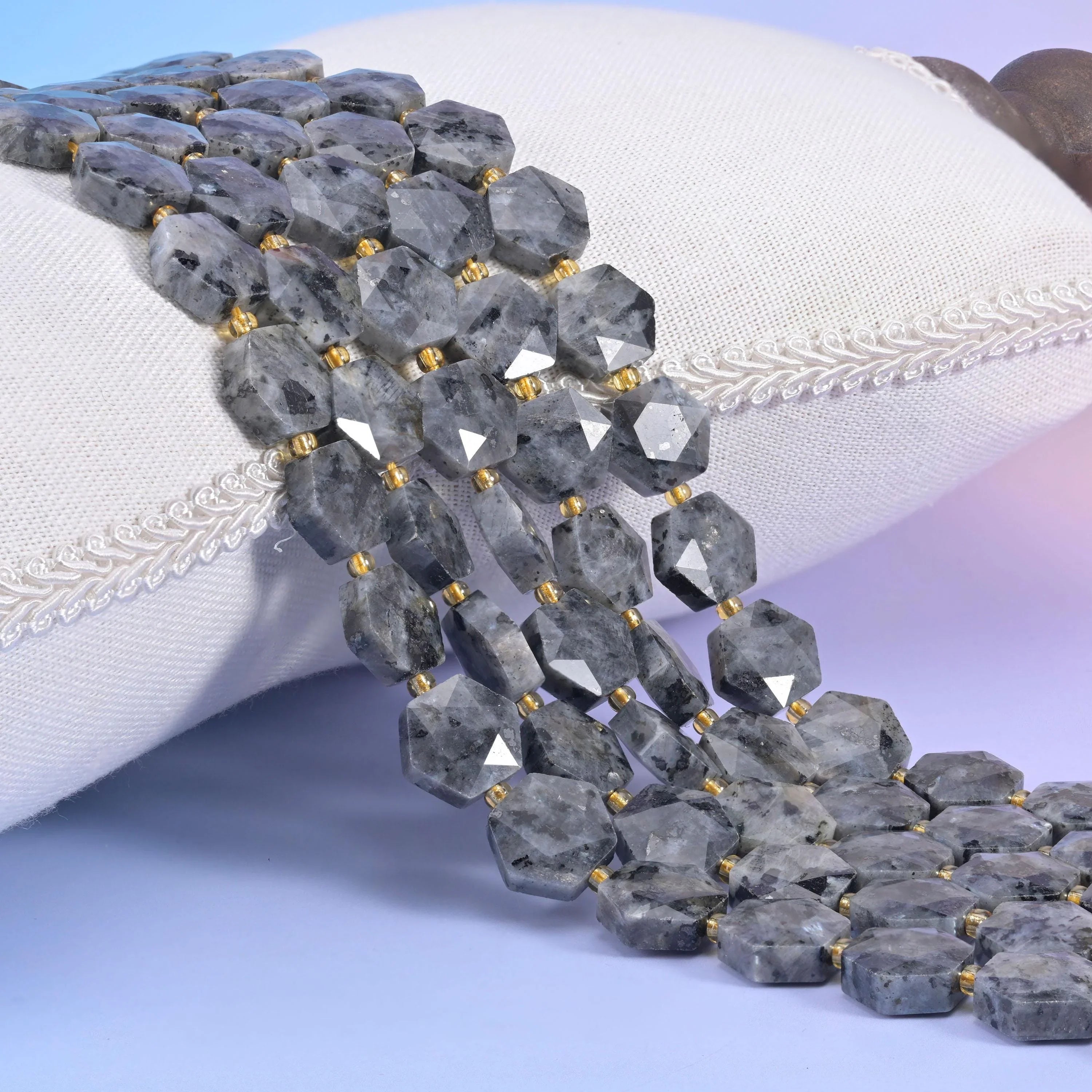 Black Labradorite Flat Faceted Hexagon Beads Size 12mm Jewelry Making 15.5 Inch Strand