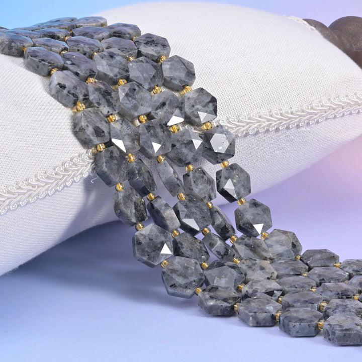 Black Labradorite Flat Faceted Hexagon Beads Size 12mm Jewelry Making 15.5 Inch Strand