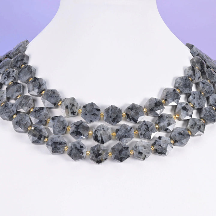 Black Labradorite Flat Faceted Hexagon Beads Size 12mm Jewelry Making 15.5 Inch Strand