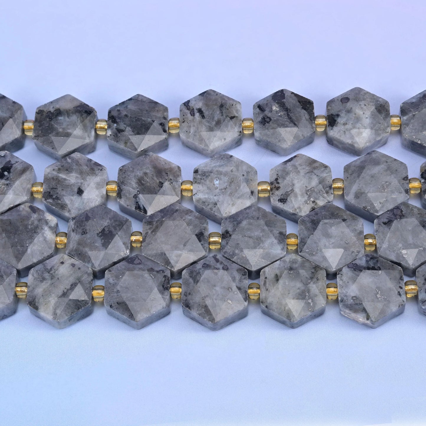 Black Labradorite Flat Faceted Hexagon Beads Size 12mm Jewelry Making 15.5 Inch Strand